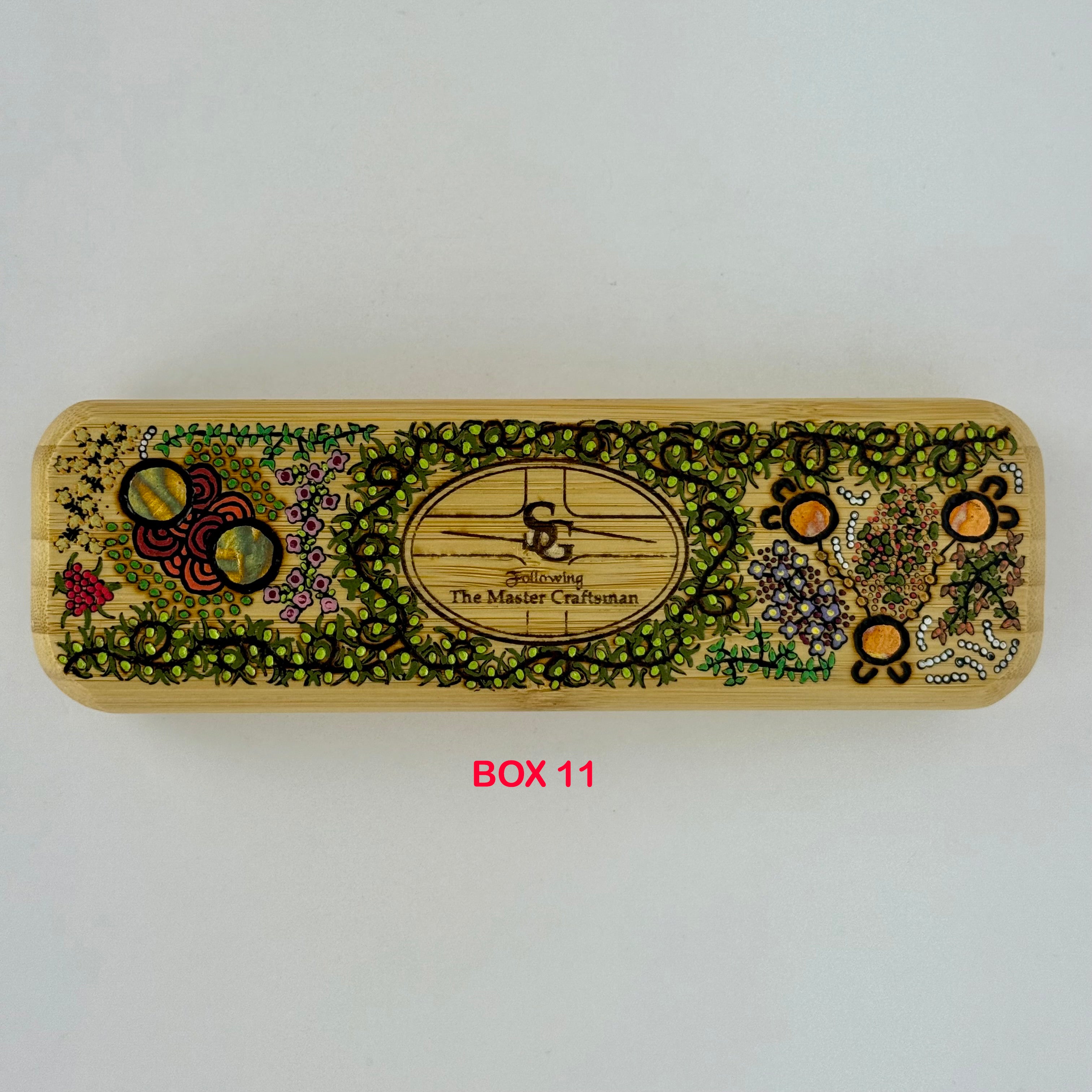Com Pyrography & Handpainted Aboriginal Art Box
