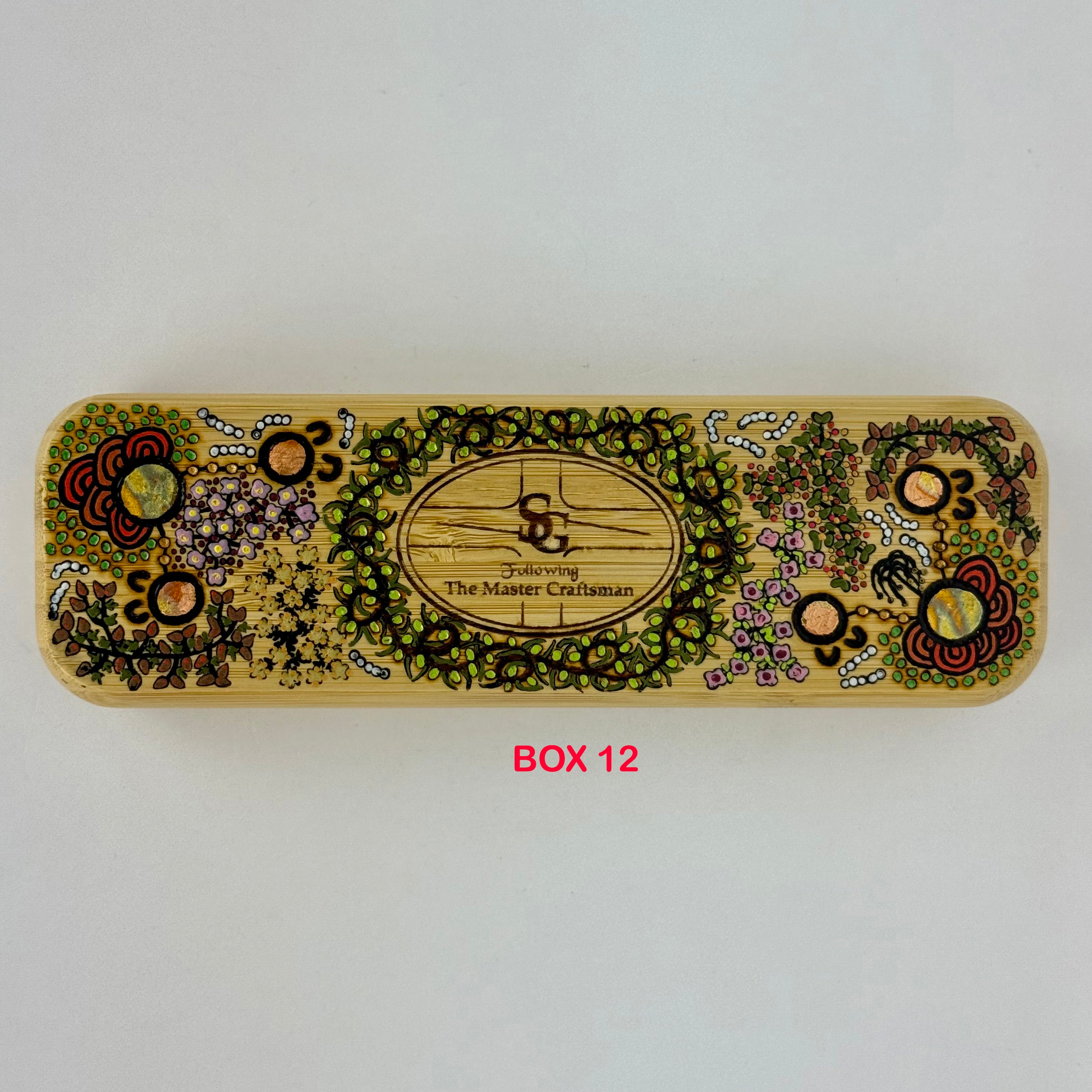 Com Pyrography & Handpainted Aboriginal Art Box