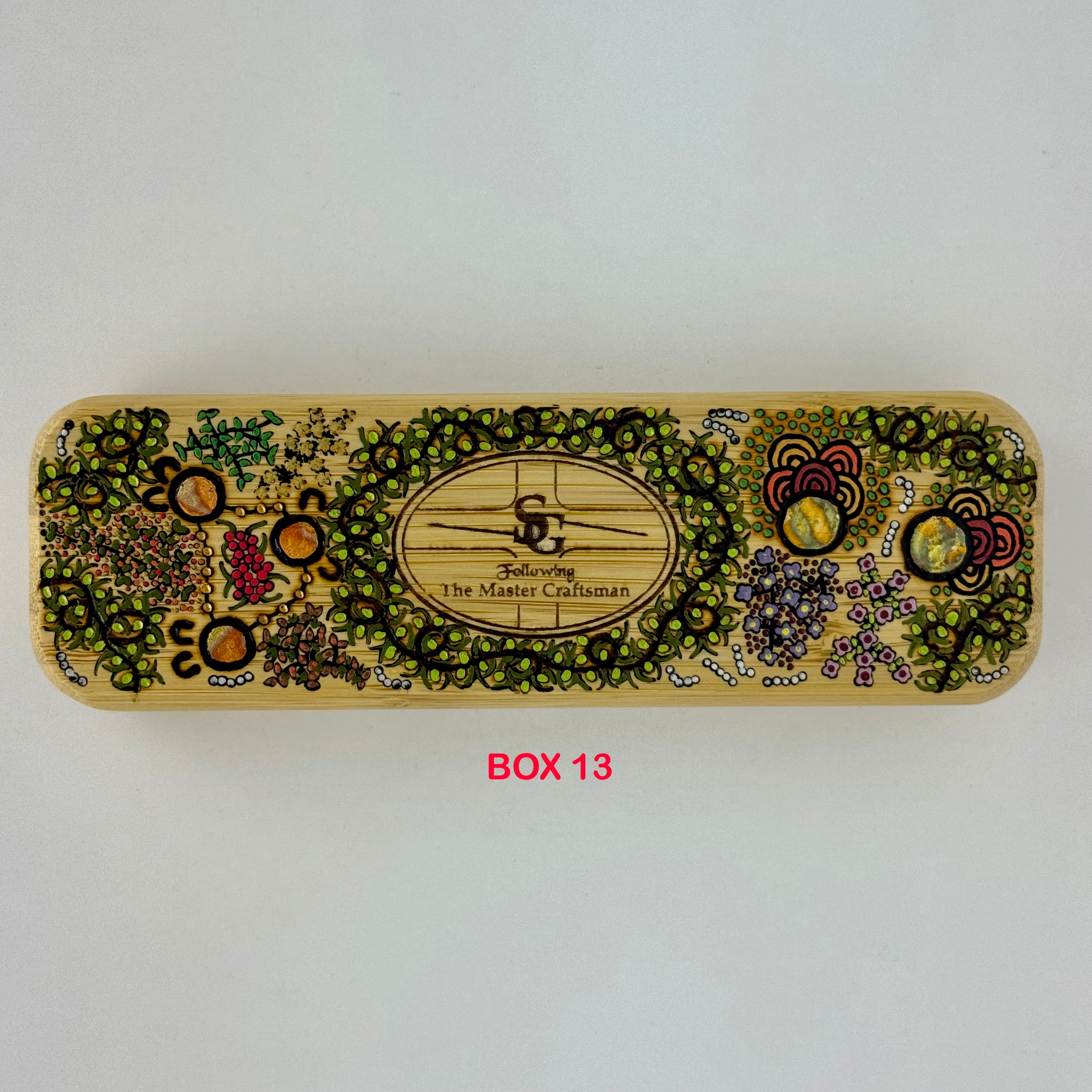 Com Pyrography & Handpainted Aboriginal Art Box