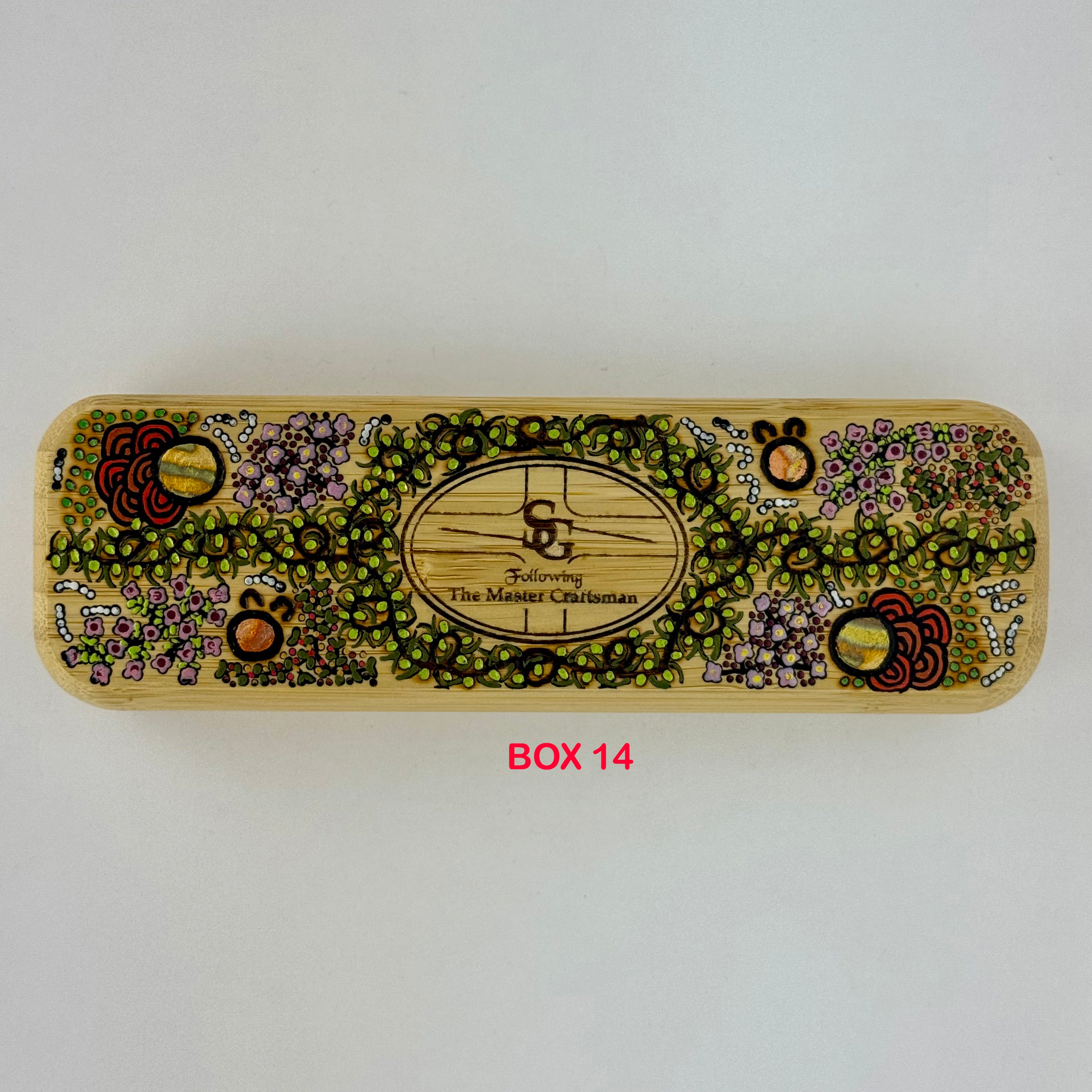 Com Pyrography & Handpainted Aboriginal Art Box