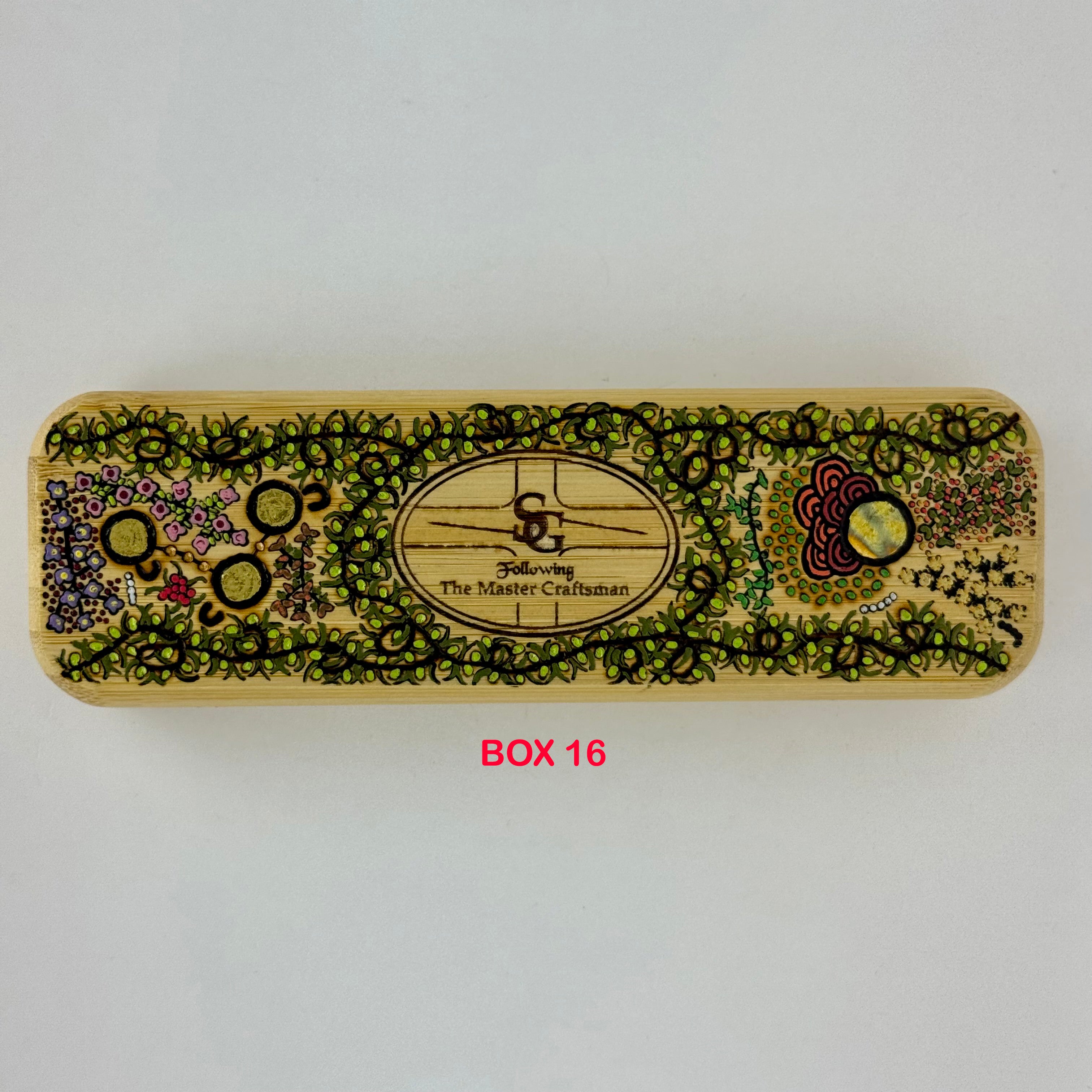Com Pyrography & Handpainted Aboriginal Art Box