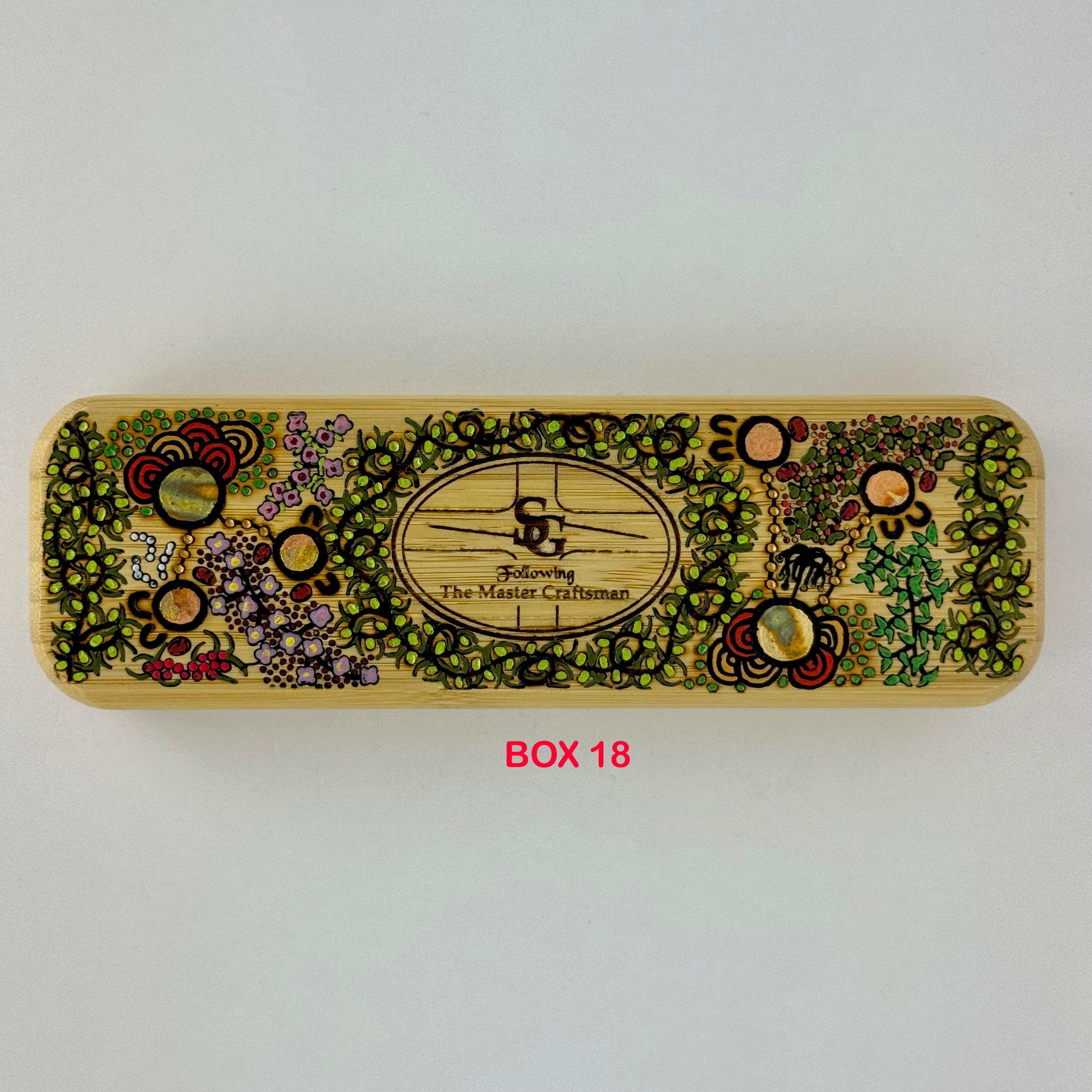 Com Pyrography & Handpainted Aboriginal Art Box