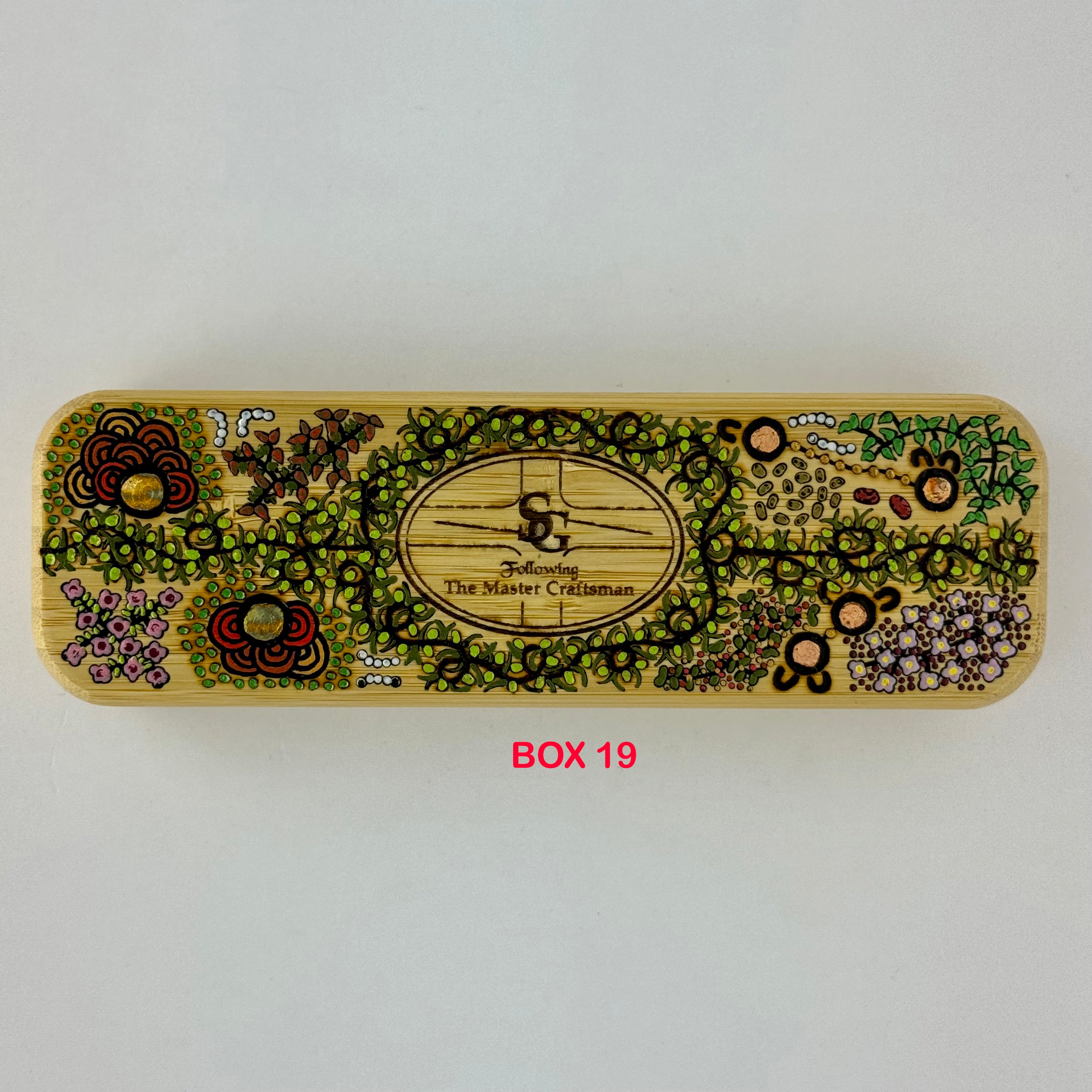 Com Pyrography & Handpainted Aboriginal Art Box