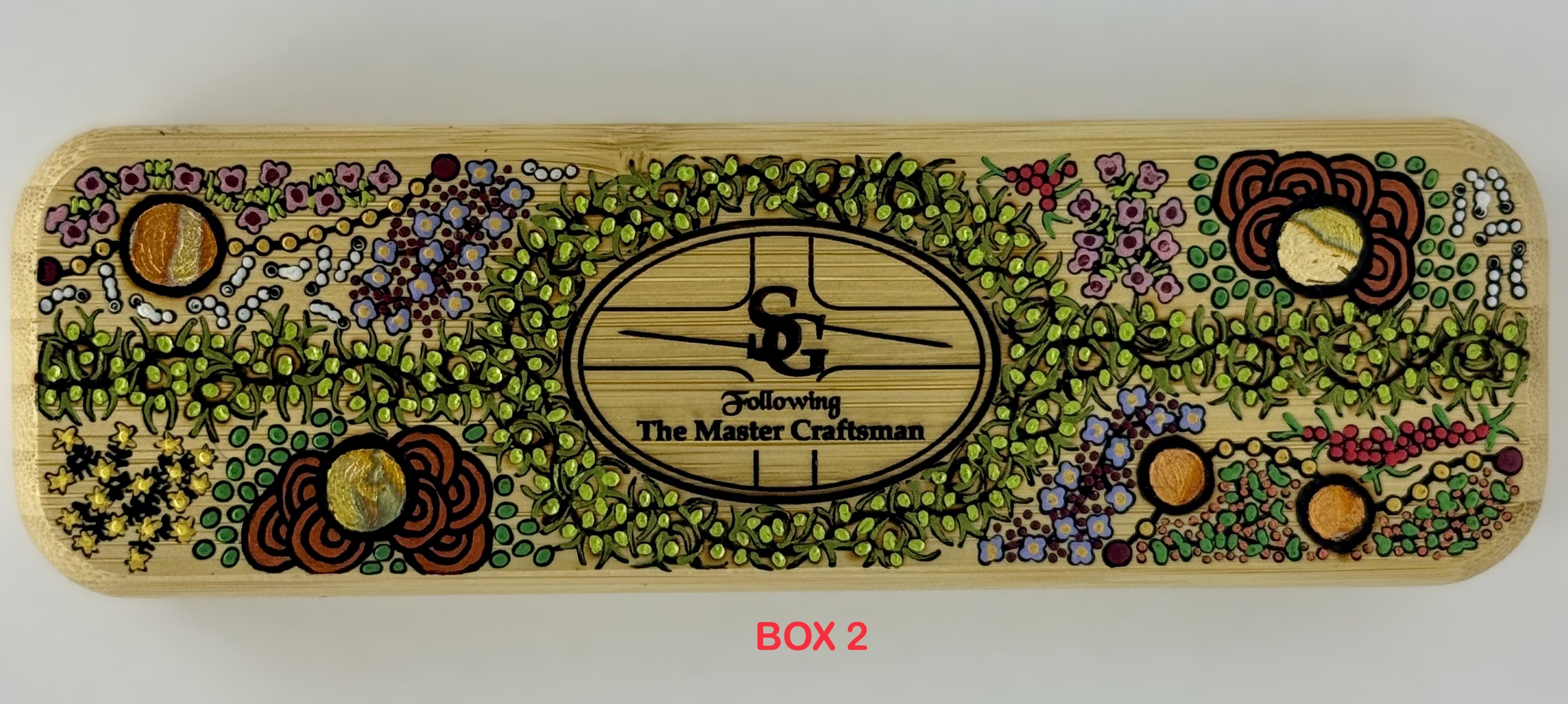 Com Pyrography & Handpainted Aboriginal Art Box