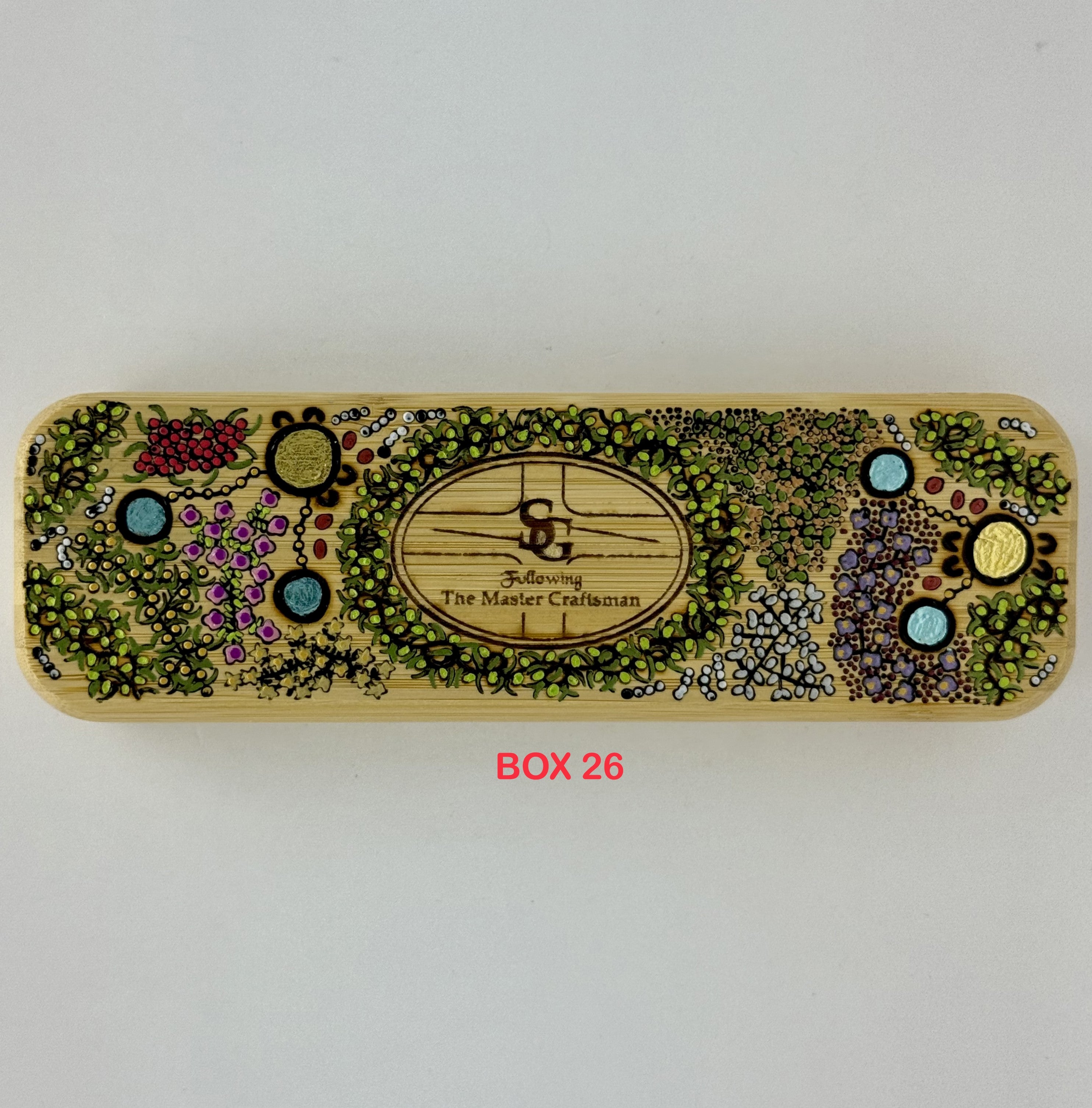 Com Pyrography & Handpainted Aboriginal Art Box