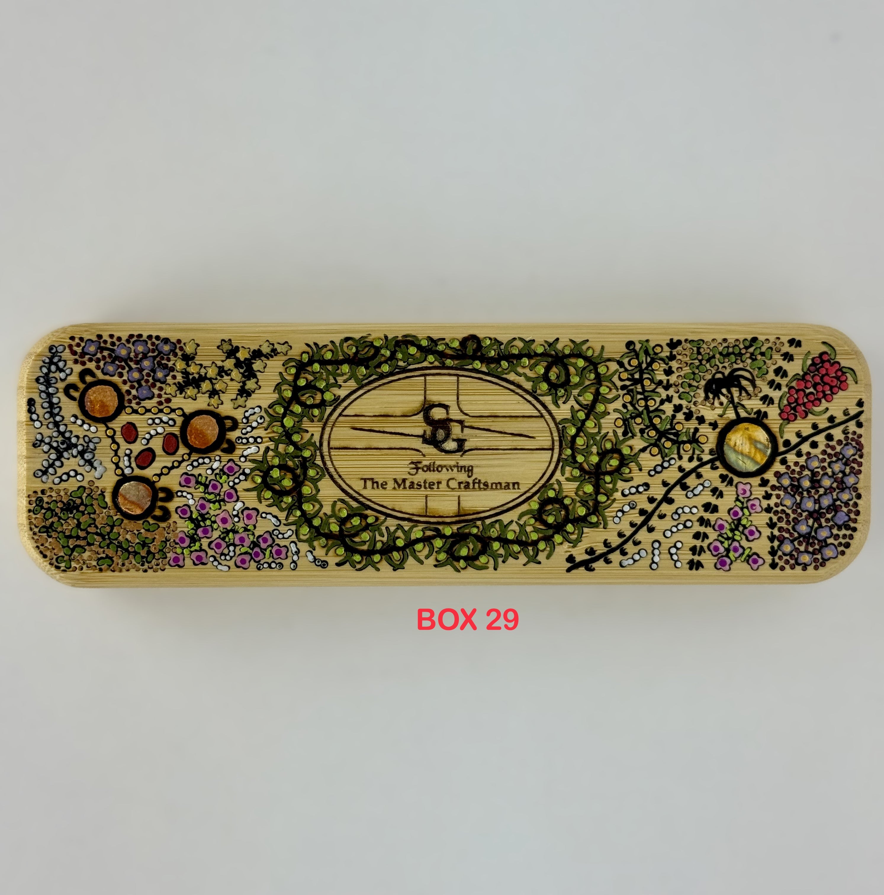 Com Pyrography & Handpainted Aboriginal Art Box