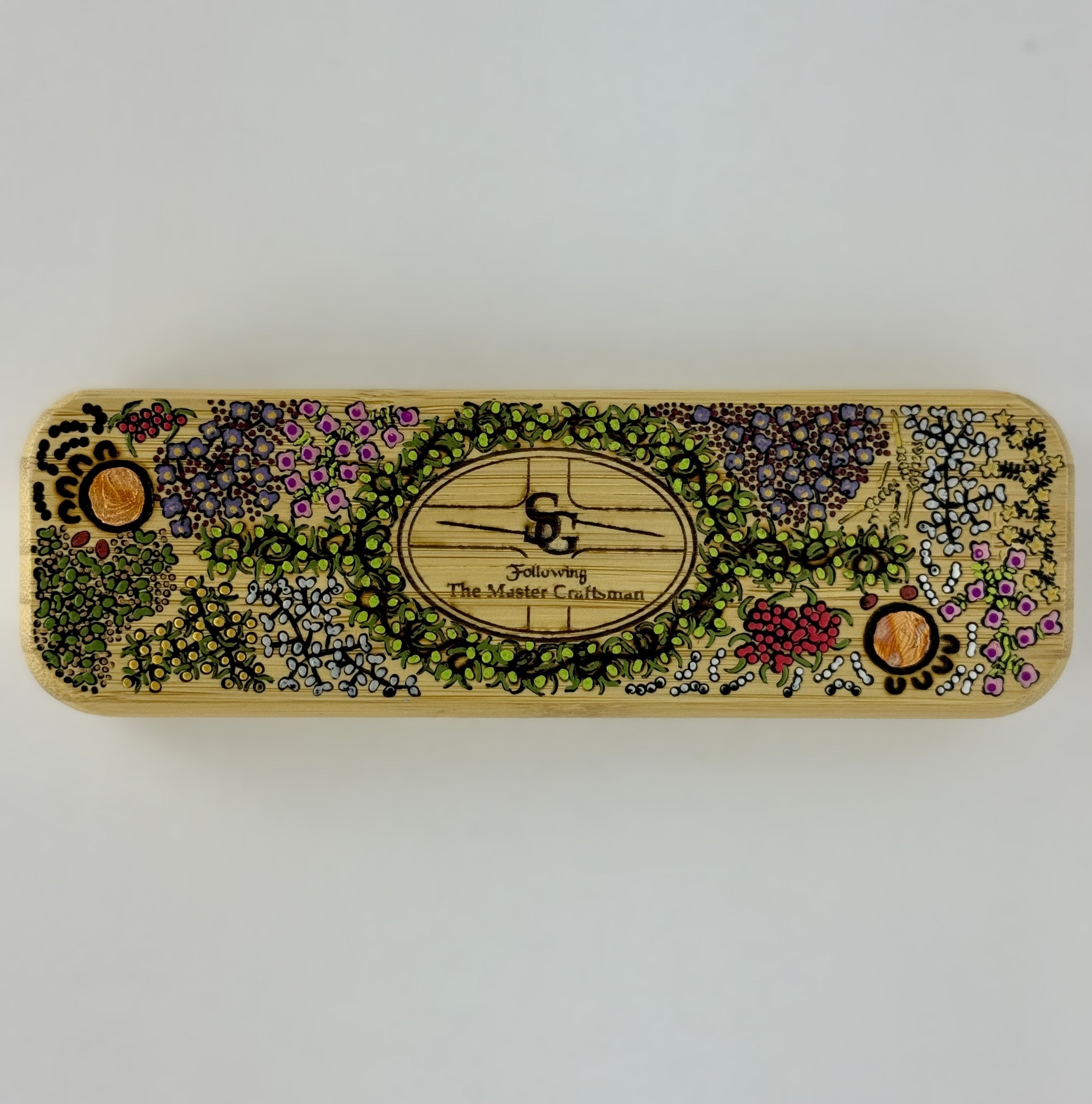 Com Pyrography & Handpainted Aboriginal Art Box