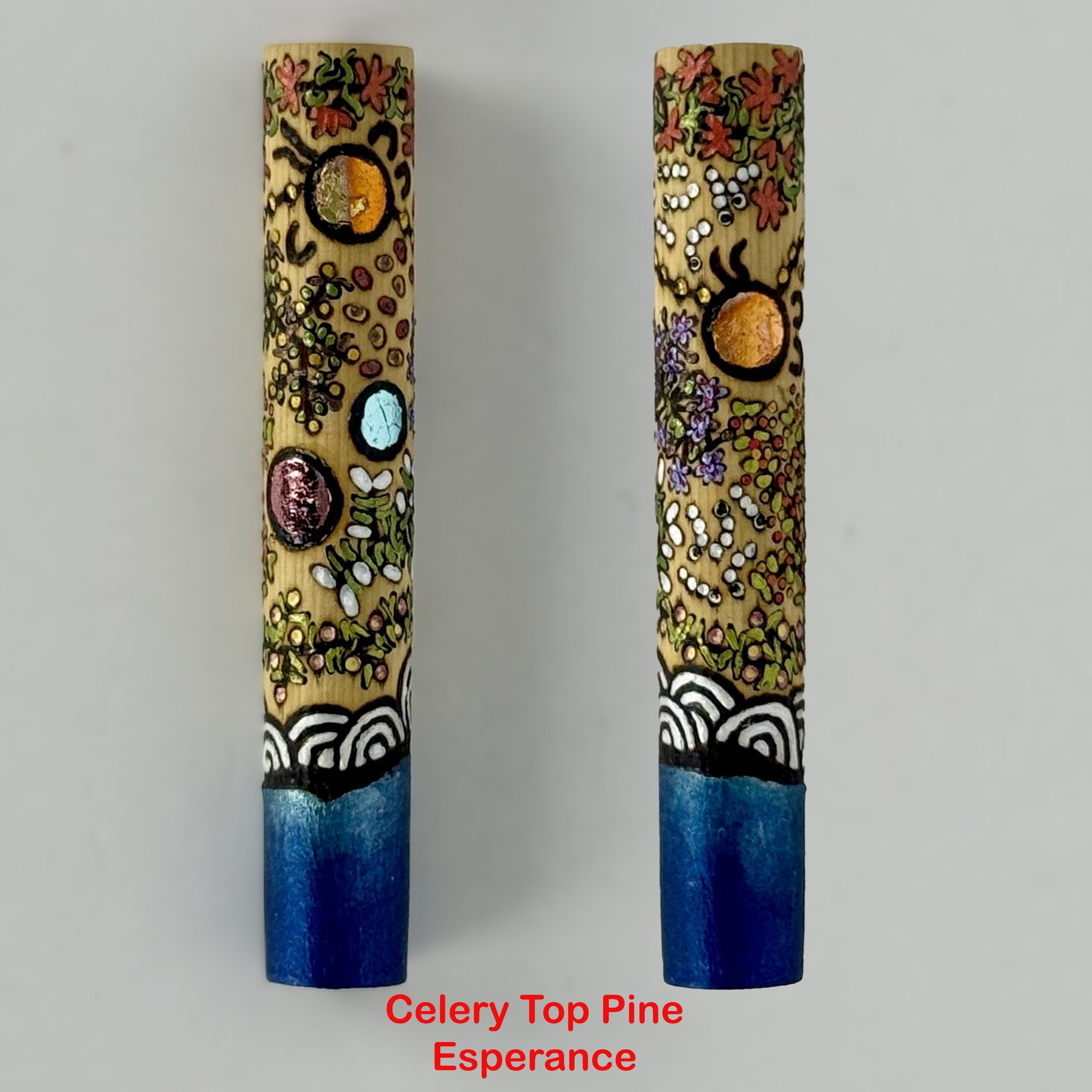 Com Postable Hand painted & Pyrography Aboriginal Art Fountain Pens