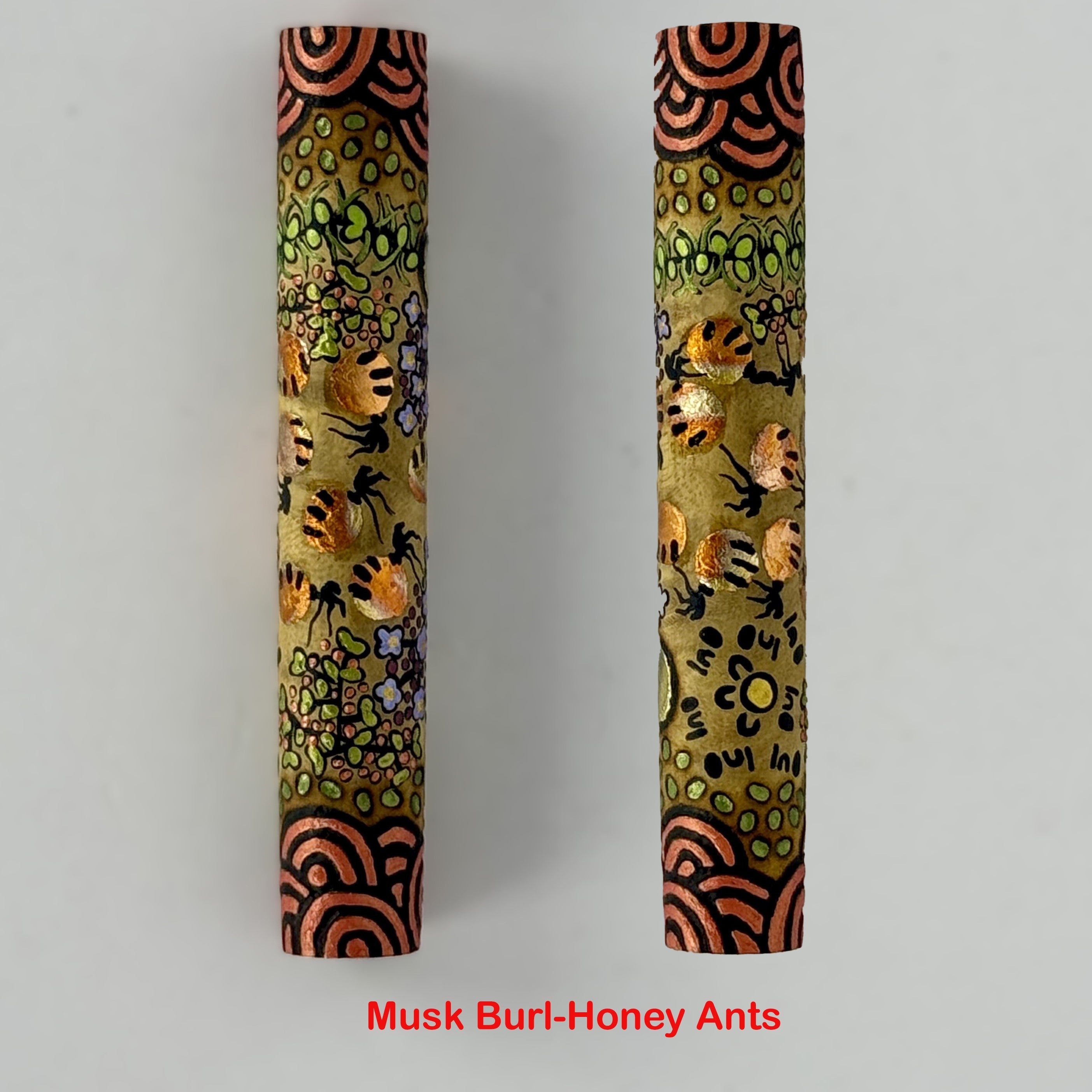 Com Postable Hand painted & Pyrography Aboriginal Art Fountain Pens
