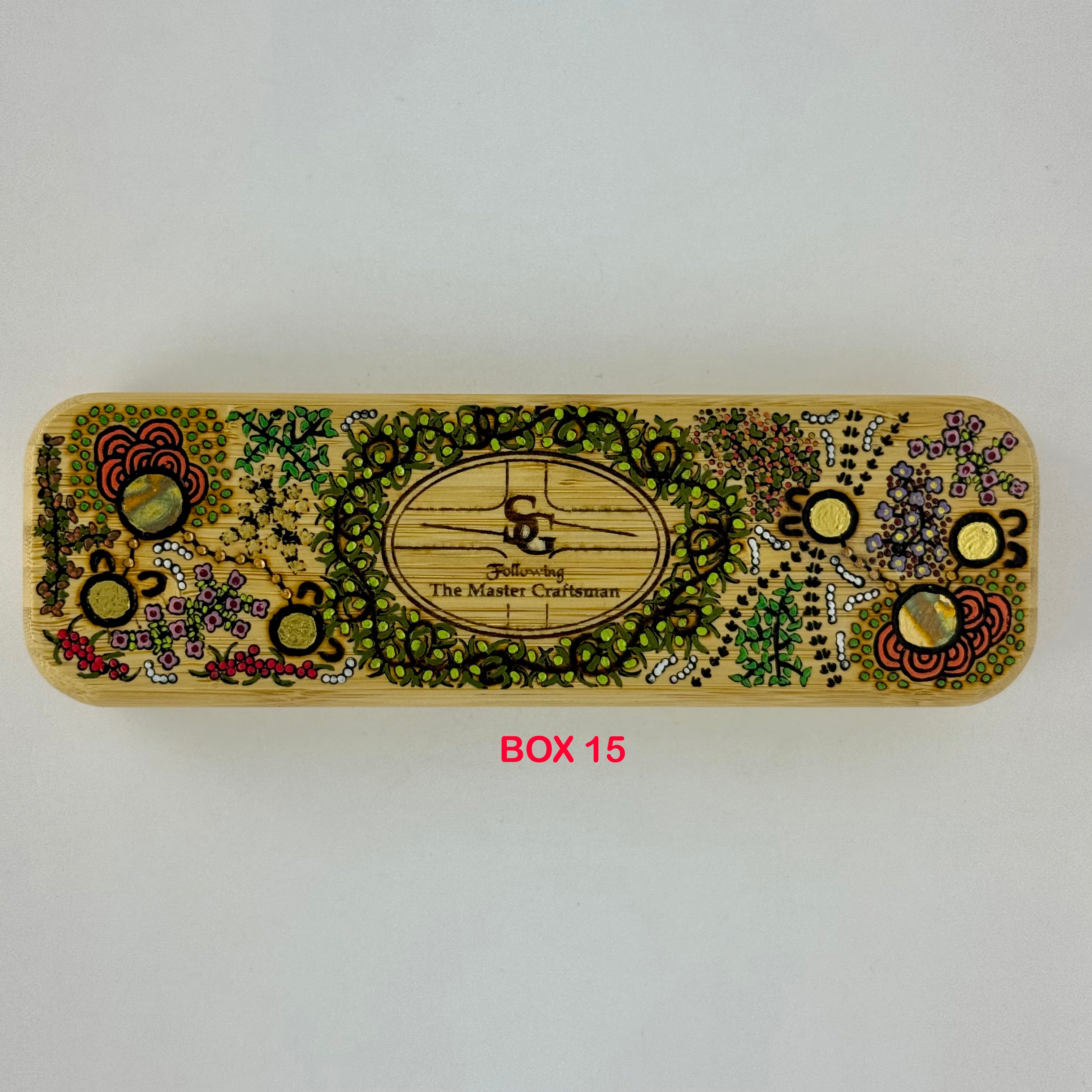 Com Pyrography & Handpainted Aboriginal Art Box