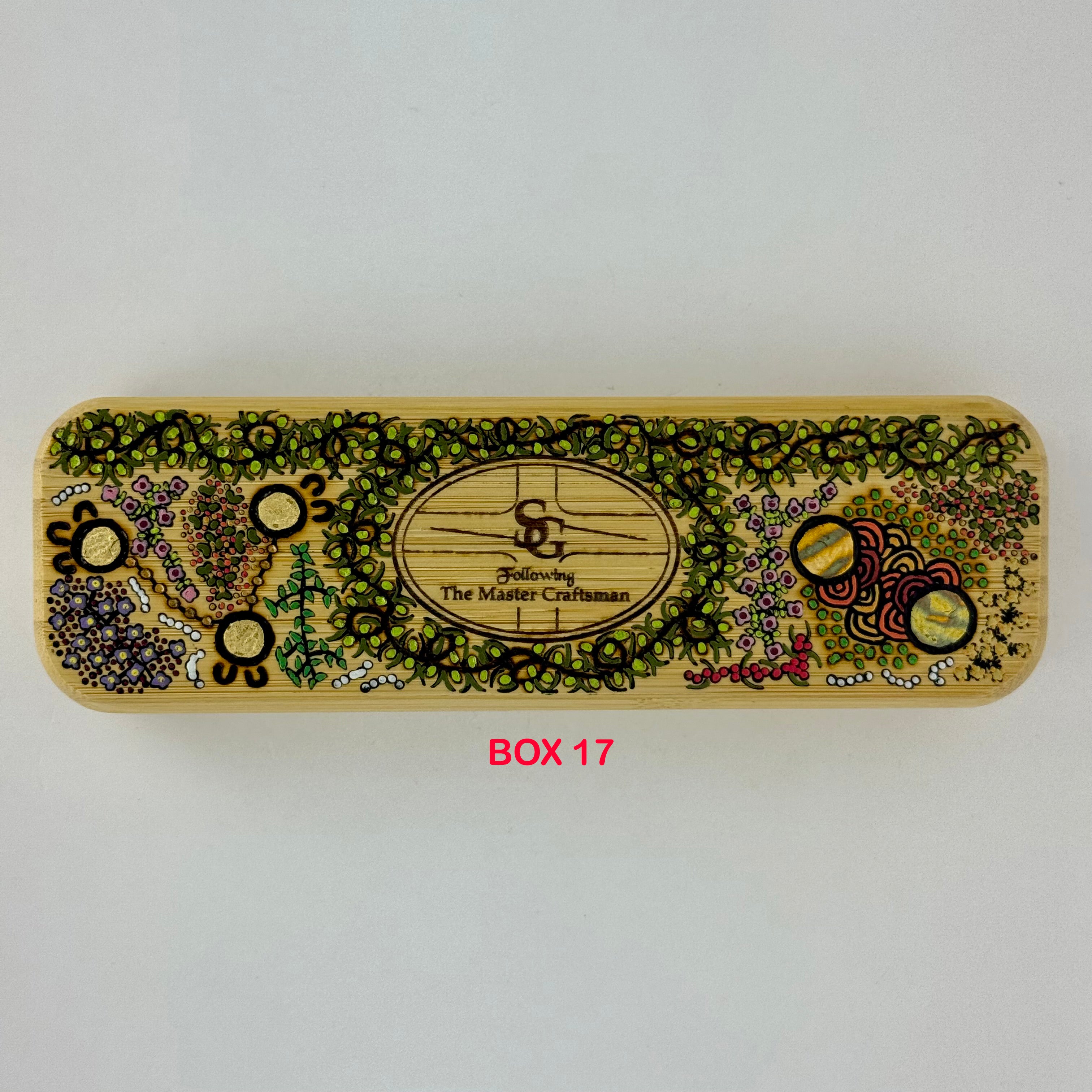 Com Pyrography & Handpainted Aboriginal Art Box