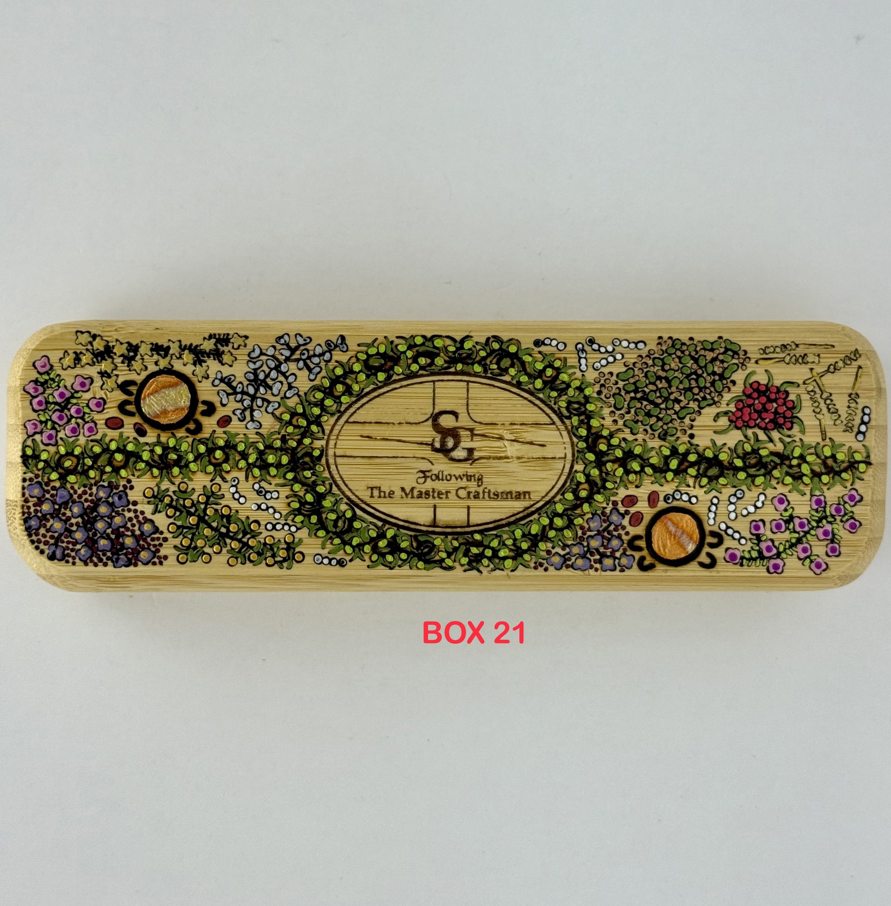 Com Pyrography & Handpainted Aboriginal Art Box