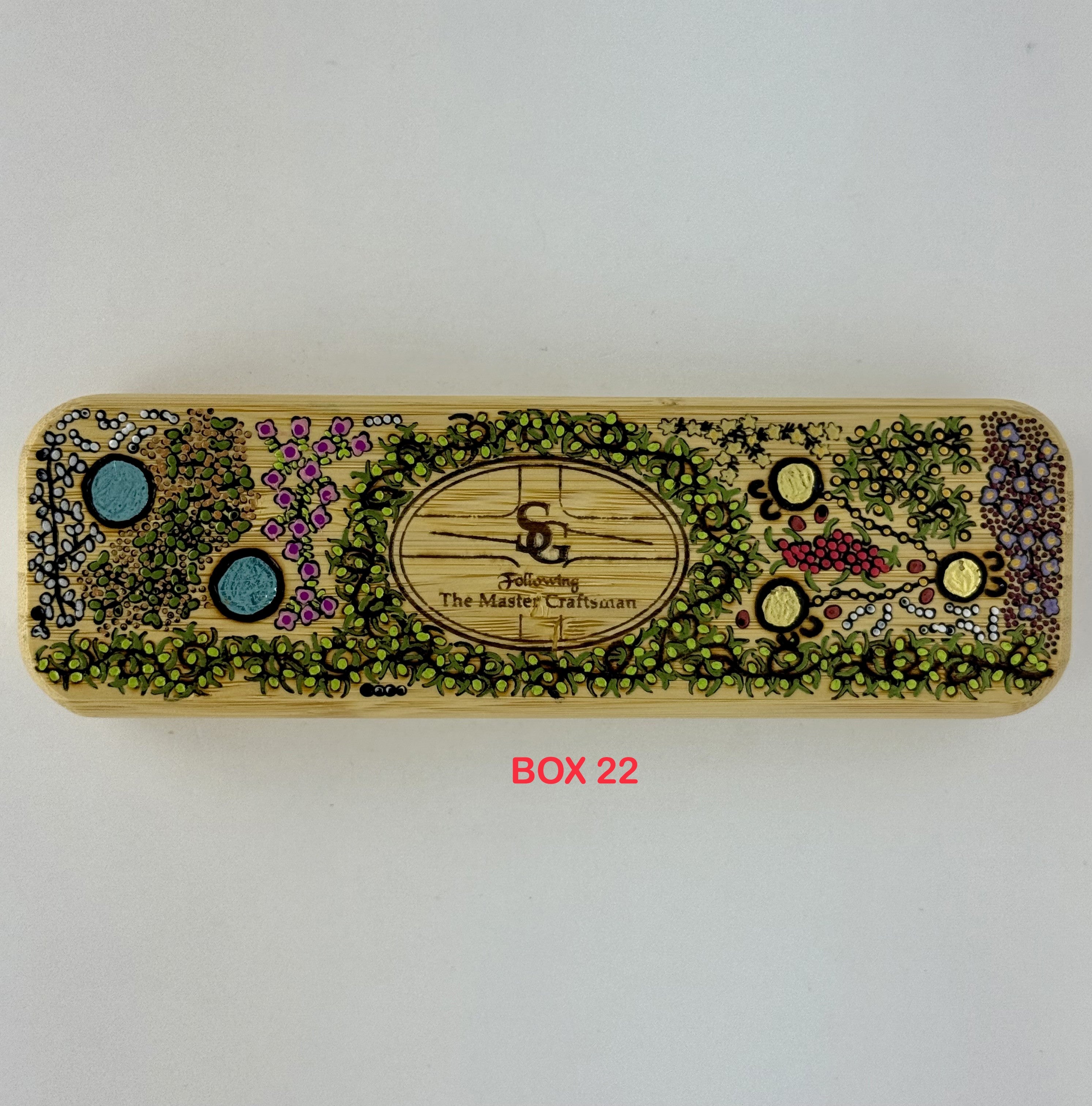 Com Pyrography & Handpainted Aboriginal Art Box
