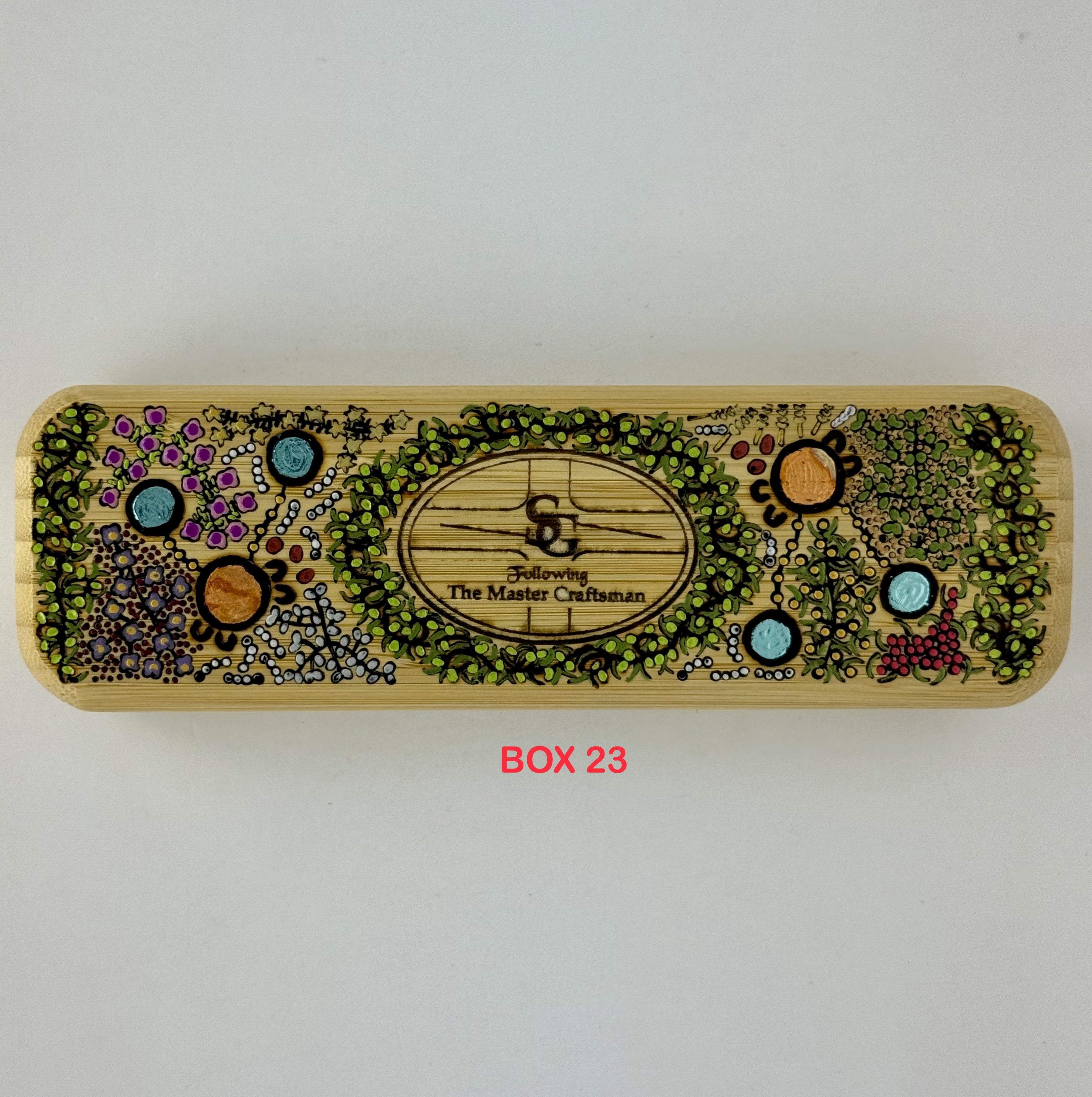 Com Pyrography & Handpainted Aboriginal Art Box