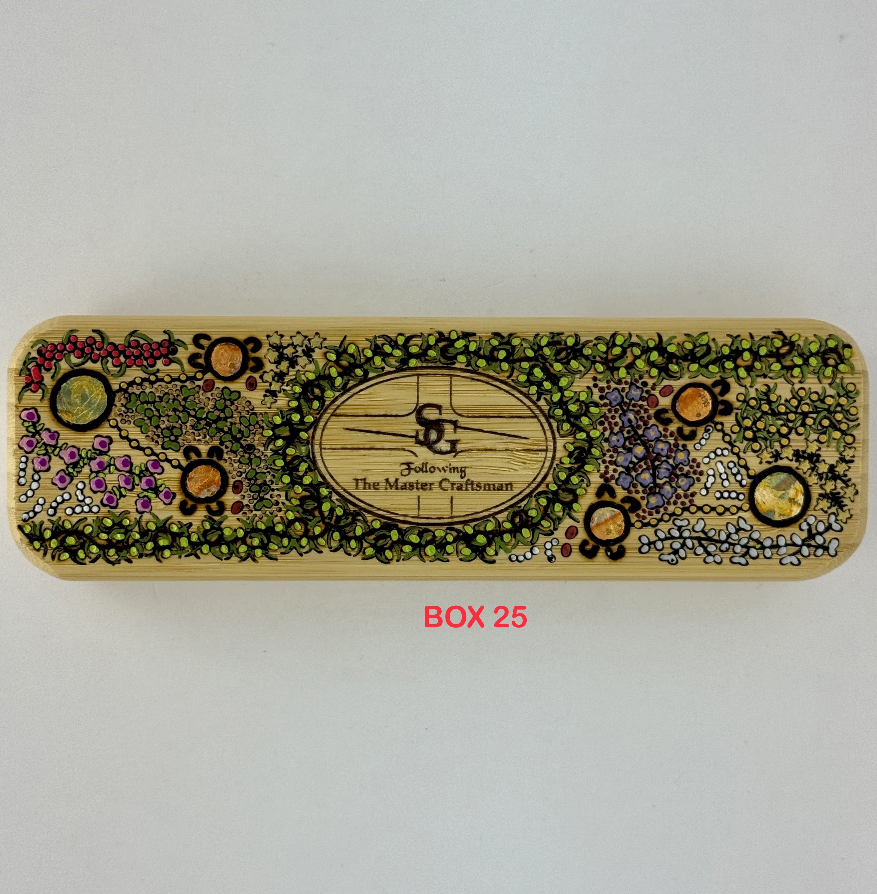 Com Pyrography & Handpainted Aboriginal Art Box
