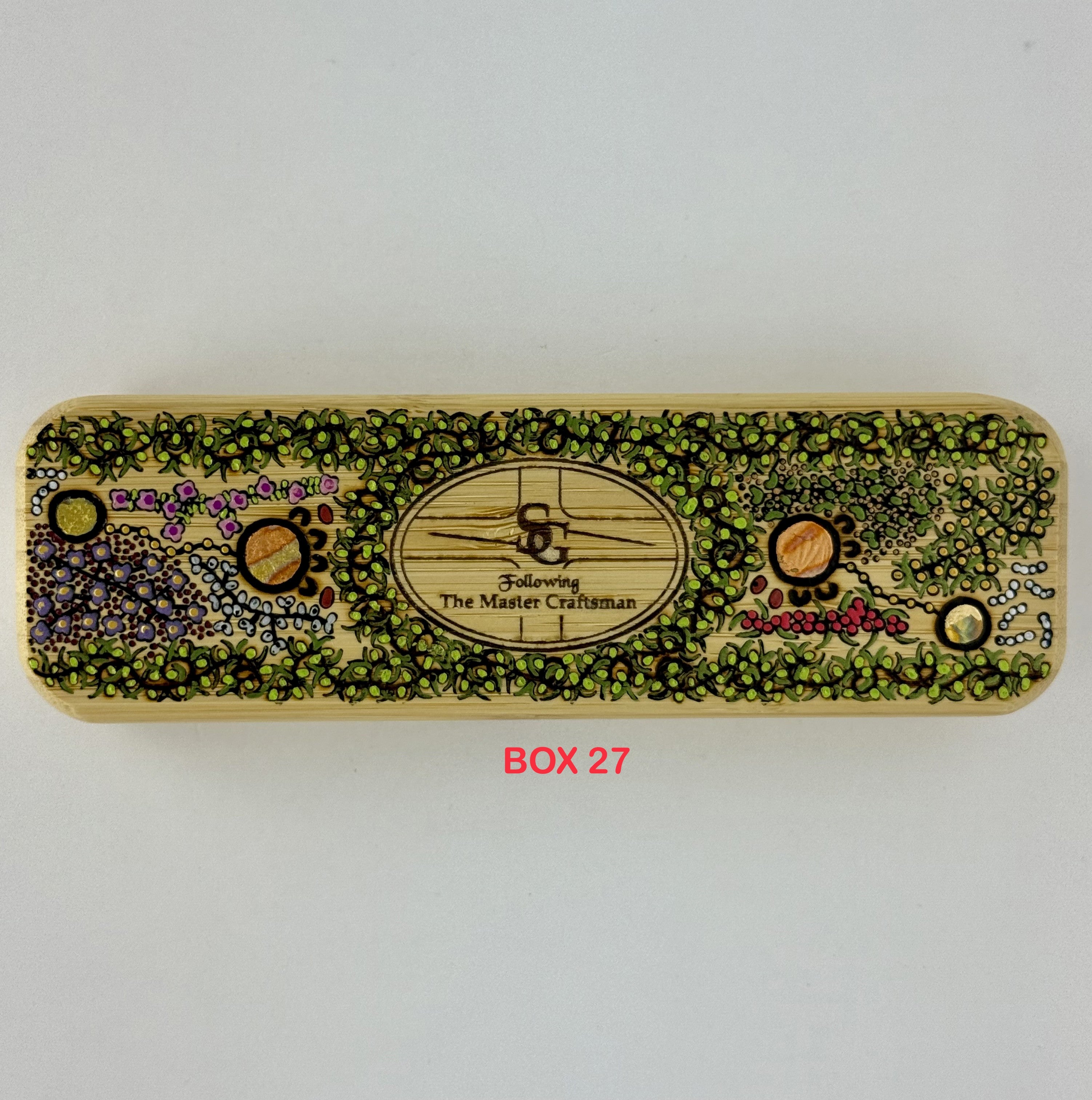 Com Pyrography & Handpainted Aboriginal Art Box