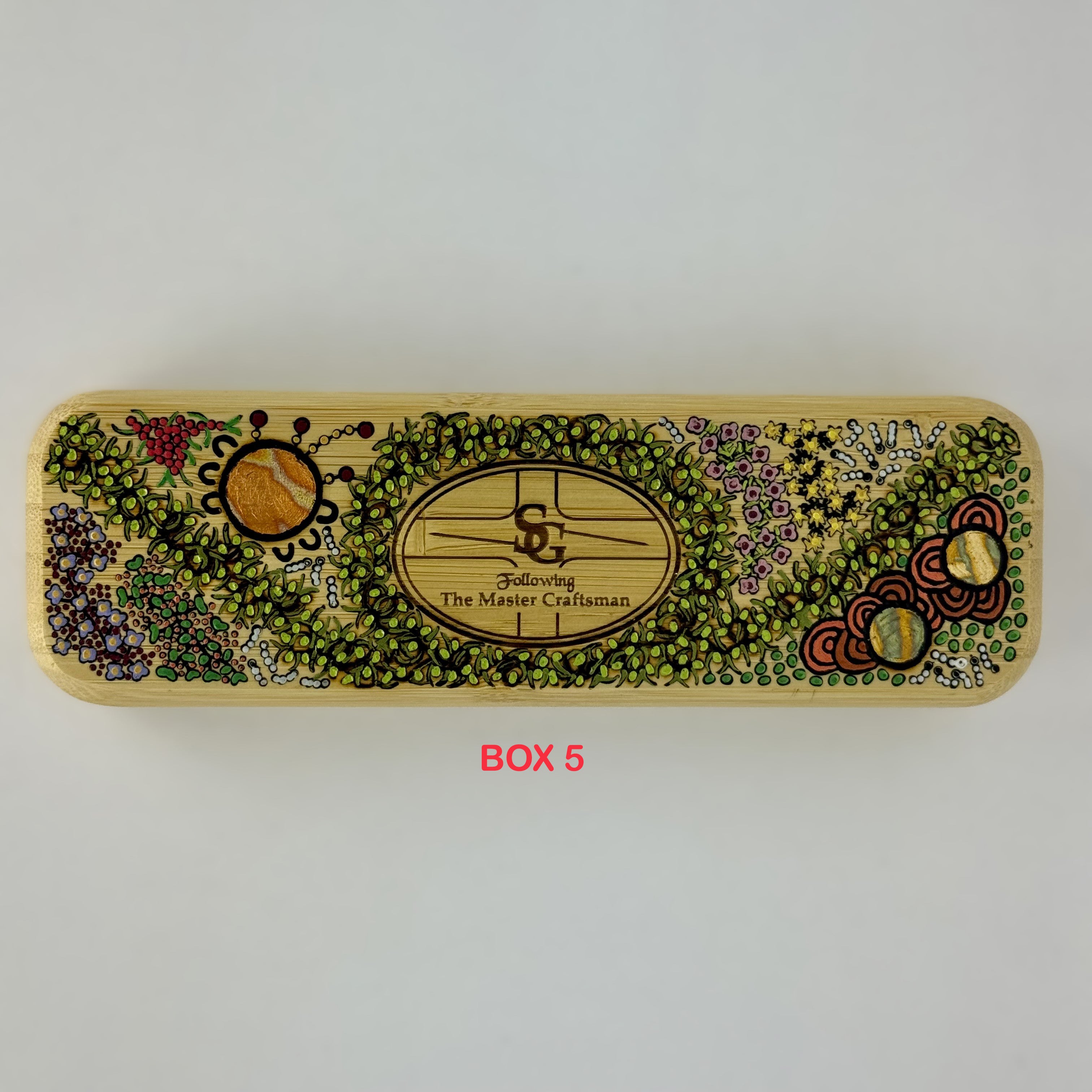 Com Pyrography & Handpainted Aboriginal Art Box