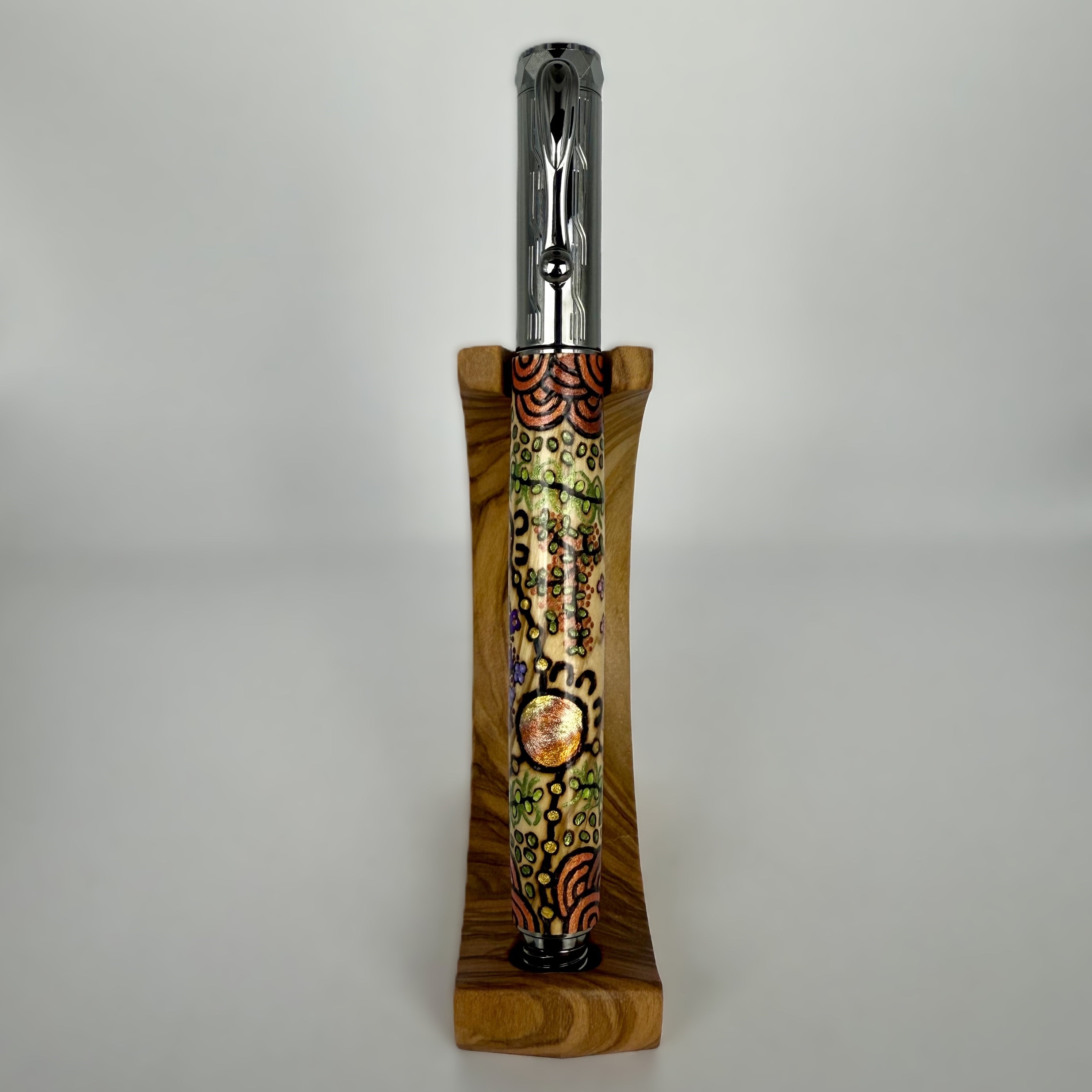 Com Postable Hand painted & Pyrography Aboriginal Art Rollerball Pens