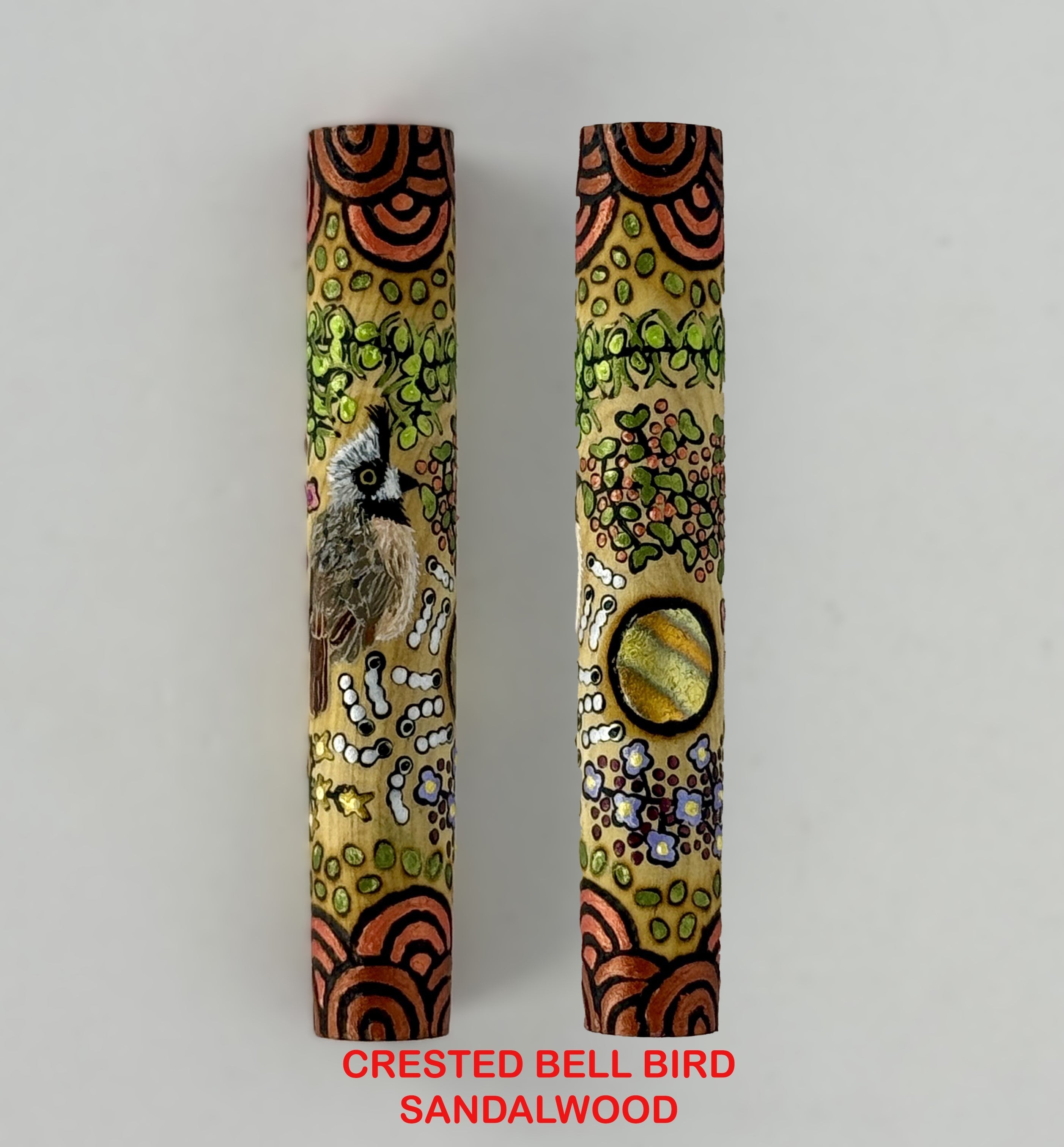 Com Postable Hand painted & Pyrography Aboriginal Art Fountain Pens