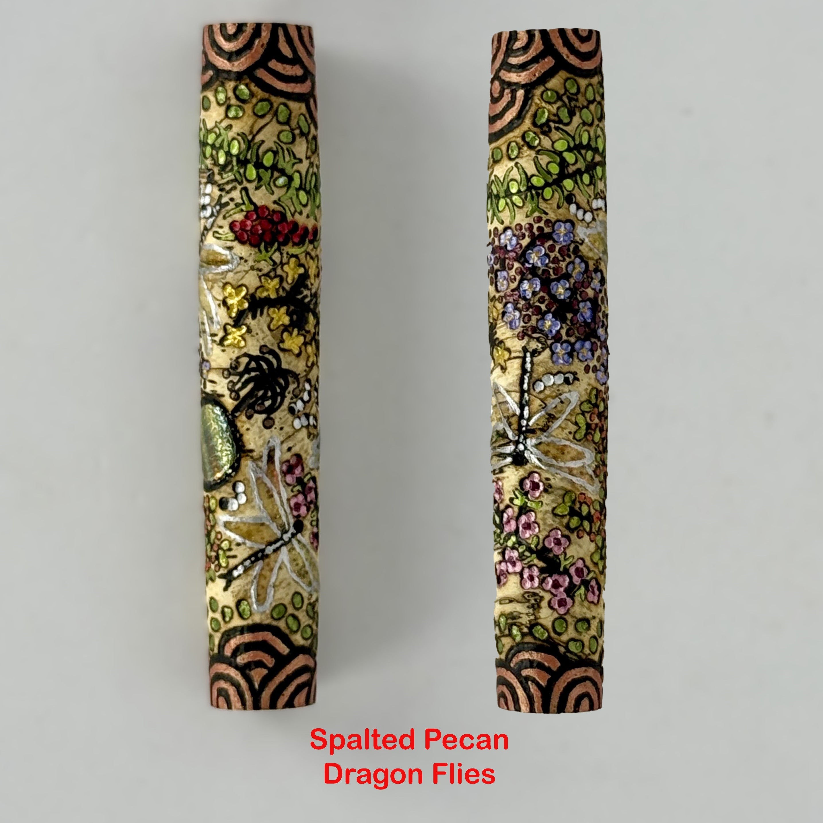 Com Postable Hand painted & Pyrography Aboriginal Art Fountain Pens