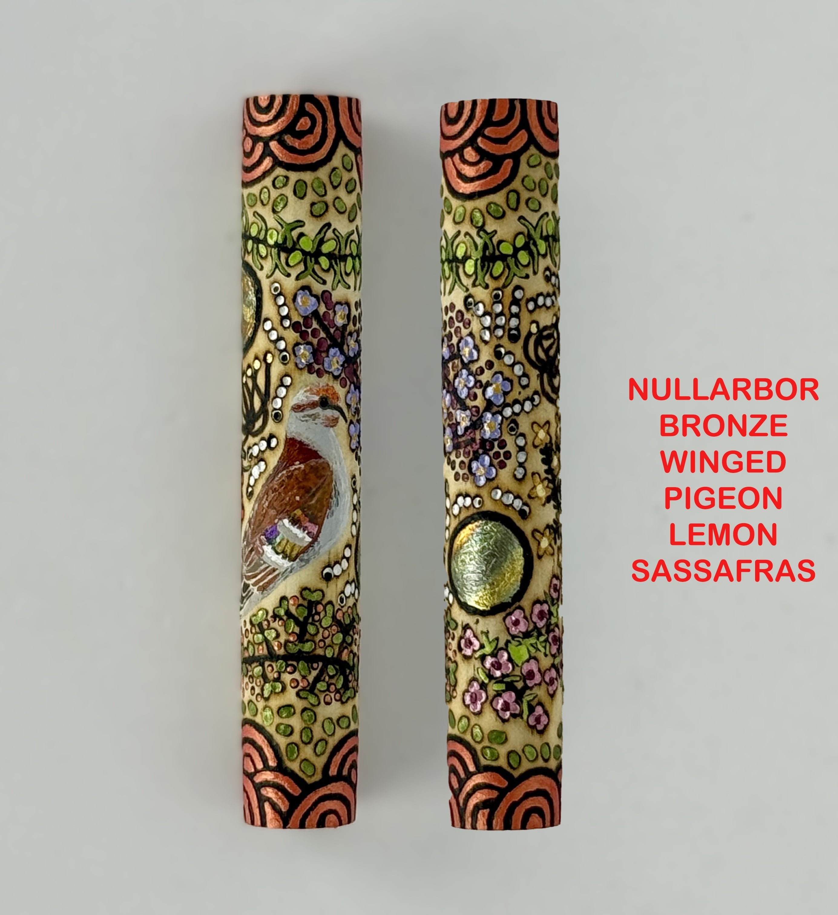 Com Postable Hand painted & Pyrography Aboriginal Art Fountain Pens