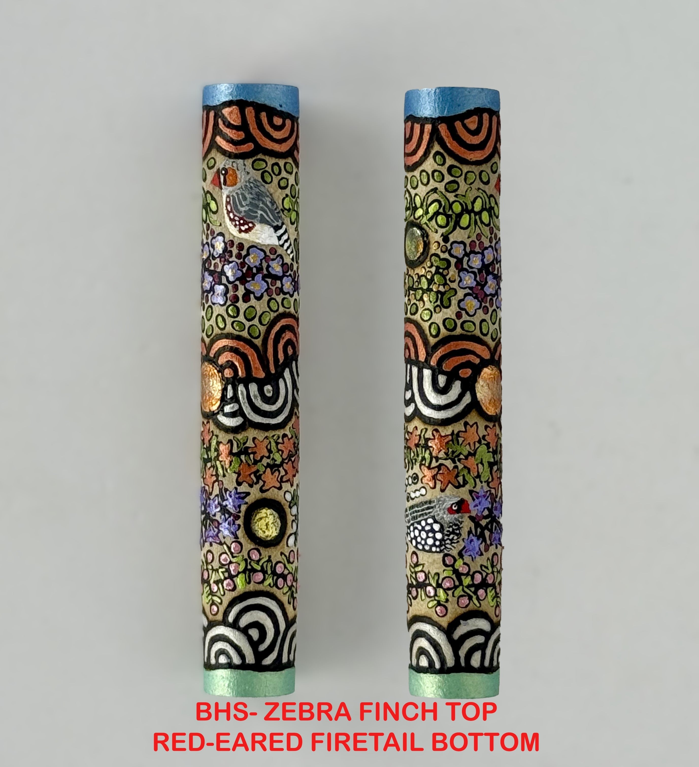 Com Postable Hand painted & Pyrography Aboriginal Art Fountain Pens