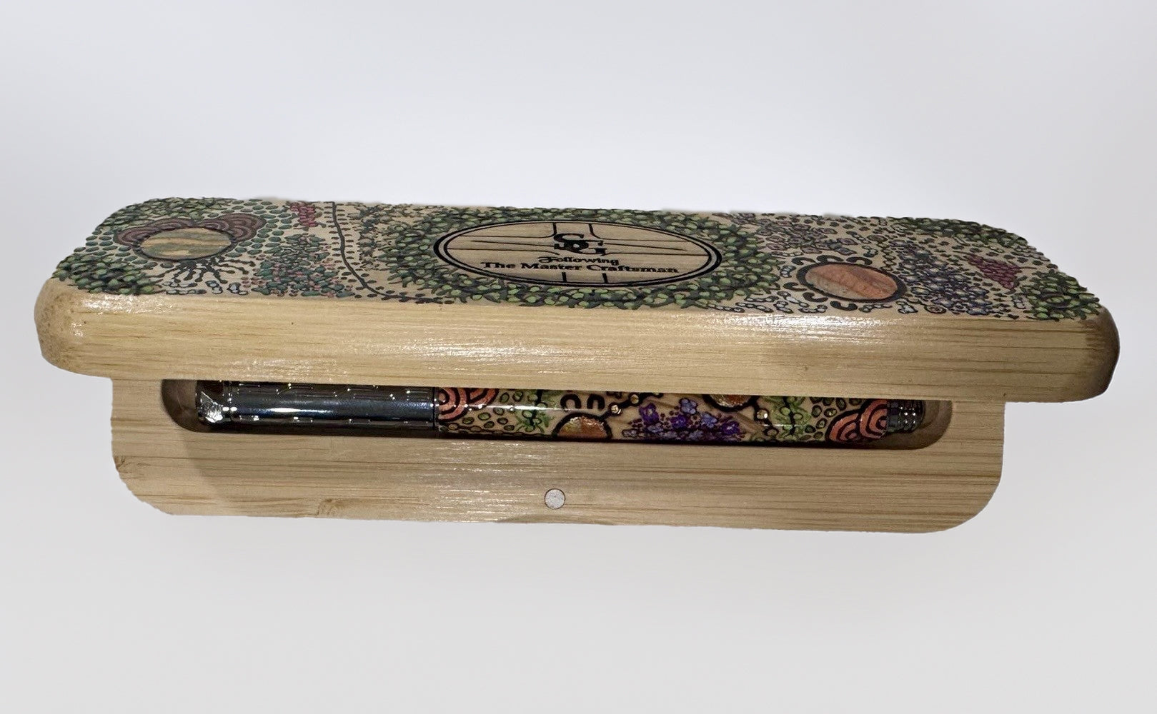 Com Pyrography & Handpainted Aboriginal Art Box